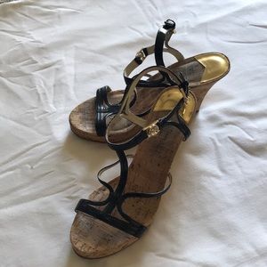 Michael Kors black cork heels size 7